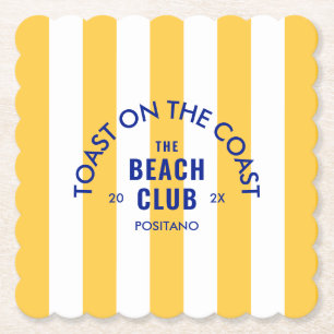 Dessous-de-verre En Papier Toast sur la côte Le Beach Club Rayure jaune