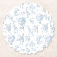 Toile Safari Hot Air Balloons Baby shower bleu
