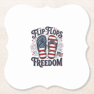 Dessous-de-verre En Papier Tongs Liberté Design de T-shirt d'été patriotique_