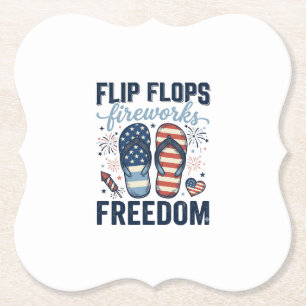 Dessous-de-verre En Papier Tongs Patriotiques Feu d'Artifice Liberté Chemise