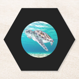 Dessous-de-verre En Papier Tortue de mer verte