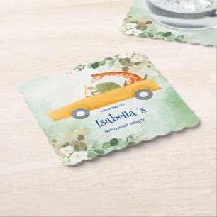 Dessous-de-verre En Papier Tortue mignonne Giraffe Fleur tropicale Fête d'ann