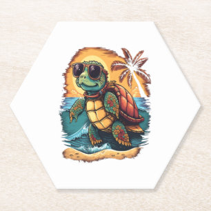 Dessous-de-verre En Papier Tortue tortues marines hawaïennes Hawaï plage trop