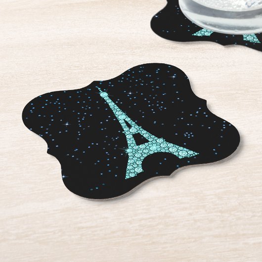 Dessous-de-verre En Papier Tour Eiffel Aqua Bling