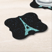 Dessous-de-verre En Papier Tour Eiffel Aqua Bling (Incliné)