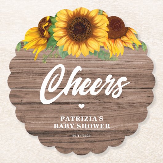 Dessous-de-verre En Papier Tournesol automne | BABY SHOWER (Devant)