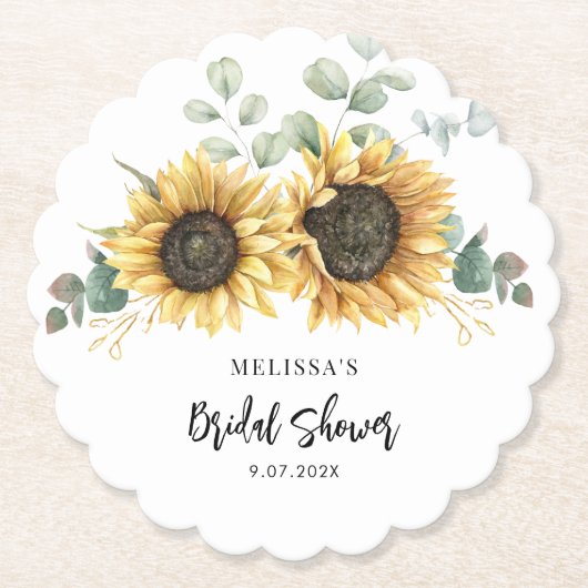 Dessous-de-verre En Papier Tournesol Floral Bloom Script Enterrement de Vie d (Devant)