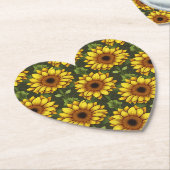 Dessous-de-verre En Papier Tournesol orange jaune avec vert et Brown (Incliné)