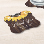 Dessous-de-verre En Papier Tournesol rustique Pays Bois Mariage Favoriser (Incliné)