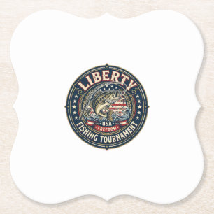 Dessous-de-verre En Papier Tournoi de pêche Liberté Patriotique Patriotique F