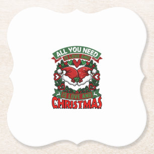 Dessous-de-verre En Papier Tout ce dont vous avez besoin est l'amour Noël Cha