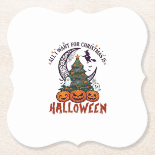 Dessous-de-verre En Papier Tout le monde veut Noël Halloween Arbre Citrouille