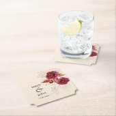 Dessous-de-verre En Papier Tracée Rose Boho Burgundy (En situation)