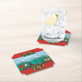 Dessous-de-verre En Papier Train de Noël Red Merry (En situation)