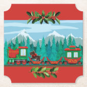 Dessous-de-verre En Papier Train de Noël Red Merry (Devant)