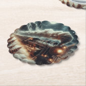 Dessous-de-verre En Papier Train de nuit d'hiver/Noël (Incliné)