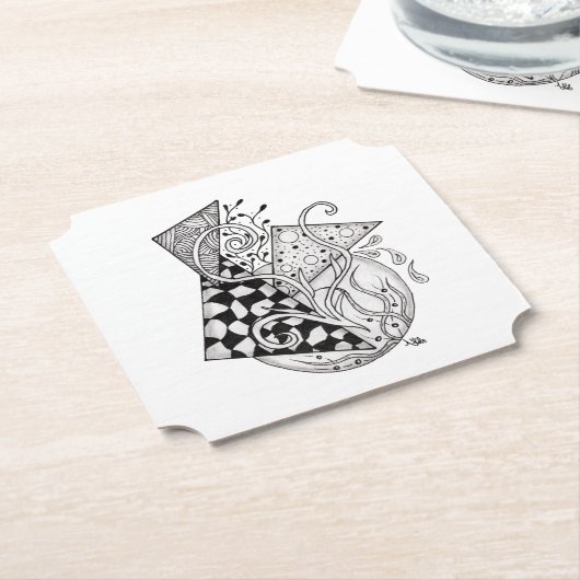 Dessous-de-verre En Papier Triangles floraux, dessin Tangle -  (Incliné)