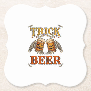 Dessous-de-verre En Papier Trick Or Beer Mug Halloween Citrouille Squelette M