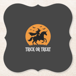 Dessous-de-verre En Papier Trick or Treat Sorcière Licorne Halloween Design_1