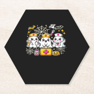 Dessous-de-verre En Papier Trio d'infirmière fantôme d'Halloween mignonne ave