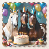Dessous-de-verre En Papier Trois Chevaux Piebald fête d'anniversaire, (Devant)