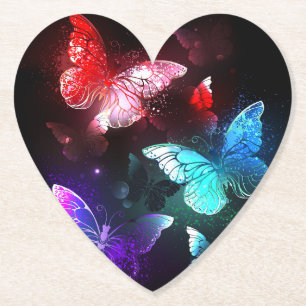 Dessous-de-verre En Papier Trois papillons brillants sur l'arrière - plan de 