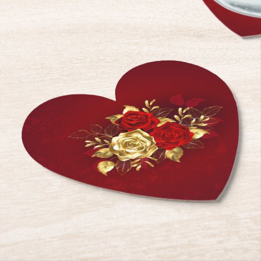 Dessous-de-verre En Papier Trois Roses de bijoux (Incliné)