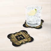 Dessous-de-verre En Papier Tropical Gold Parties scintillant Palm Tree Fronds (En situation)