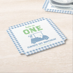 Dessous-de-verre En Papier Trou en un Par Tee Boy 1er Anniversaire