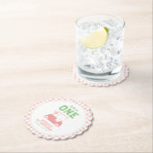 Dessous-de-verre En Papier Trou en un seul chèque rose fille premier annivers (En situation)