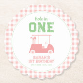 Dessous-de-verre En Papier Trou en un seul chèque rose fille premier annivers (Devant)