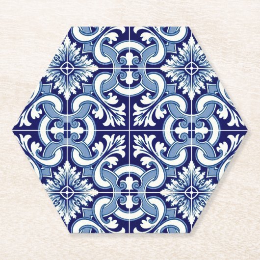 Dessous-de-verre En Papier Tuile bleue portugaise (Devant)