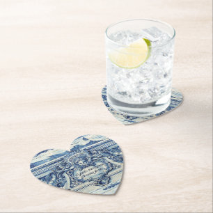 Dessous-de-verre En Papier Tuiles murales portugaises bleues et blanches avec