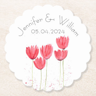Dessous-de-verre En Papier Tulipes fleurs aquarelle Jaune Rustique Mariage
