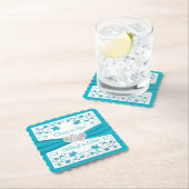 Dessous-de-verre En Papier Turquoise, Blanc, Silver Love Hearts Mariage (En situation)