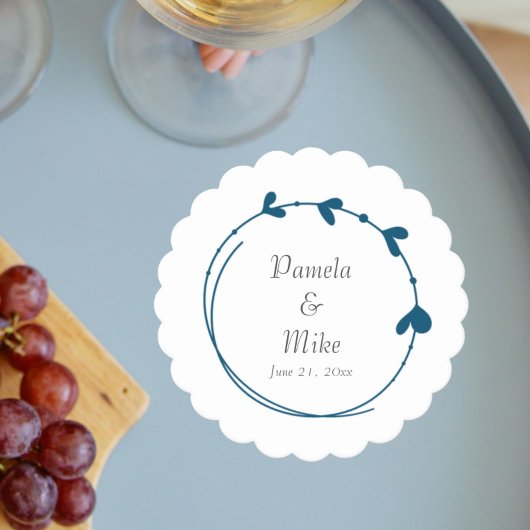 Dessous-de-verre En Papier Turquoise Bleu Simple Coeur Mariage de couronne