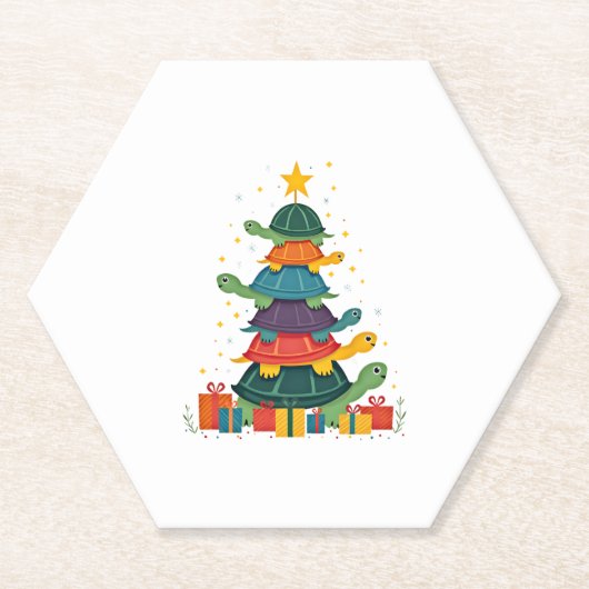 Dessous-de-verre En Papier Turtle Tree Christmas Tree Adorable Turtle Christm (Devant)
