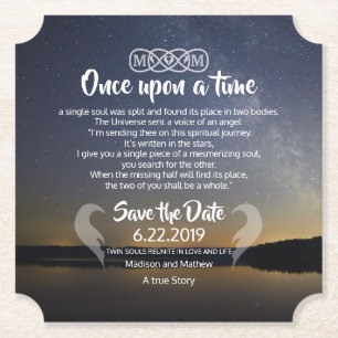 Dessous-de-verre En Papier Twin Flame Enregistrer les dates Dessous de verre