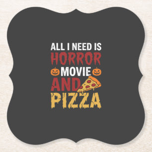 Dessous-de-verre En Papier Typographie de film d'horreur et de pizza Hallowee
