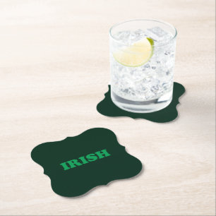 Dessous-de-verre En Papier Typographie moderne verte irlandaise Saint Patrick