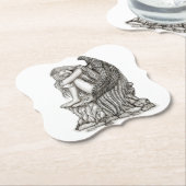 Dessous-de-verre En Papier Un ange endormi sur la pierre (Incliné)