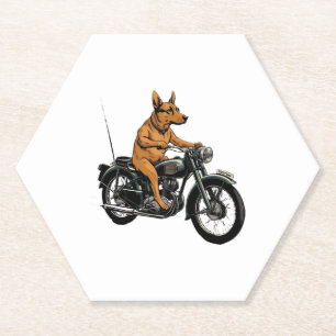 Dessous-de-verre En Papier Un chien Cool à cheval sur une moto