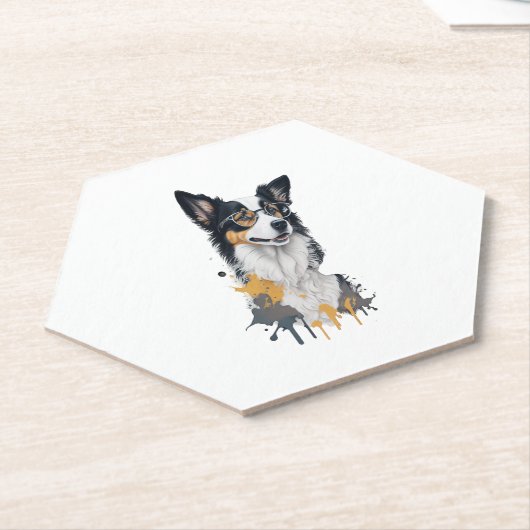 Dessous-de-verre En Papier Un chien mignon Bordure Collie (Incliné)