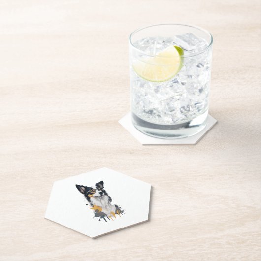 Dessous-de-verre En Papier Un chien mignon Bordure Collie (En situation)