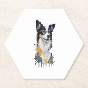 Dessous-de-verre En Papier Un chien mignon Bordure Collie