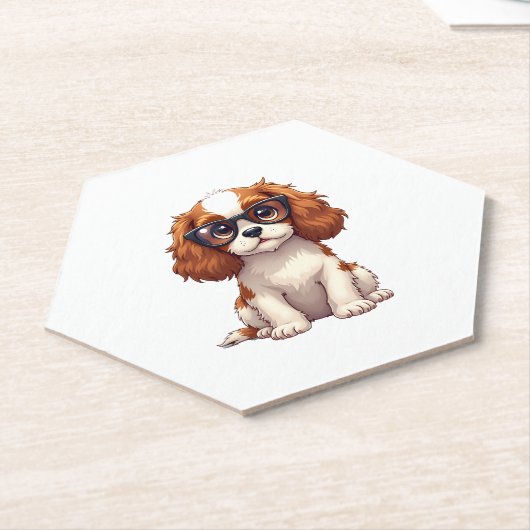 Dessous-de-verre En Papier Un chien mignon King Charles Spaniel COPY (Incliné)