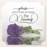 Dessous-de-verre En Papier Un Rose Améthyste élégant ne prend pas mon Mariage<br><div class="desc">Ce dessous de verre mariage est élégant, élégant et amusant ! Il comprend une photo d'un seul rose améthyste à long tige de couleur pourpre allongé sur son côté, miroir dans un bassin d'eau. Le texte dit : "S'il vous plaît ne prenez pas mon verre, je danse" écrit dans des...</div>