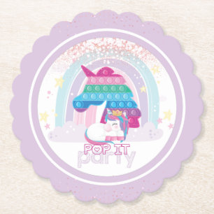 Dessous-de-verre En Papier Unicorn Pop It Girl Birthday Party