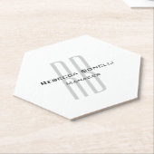 Dessous-de-verre En Papier Unique Monogramme gris blanc moderne (Incliné)