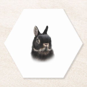 Dessous-de-verre En Papier Unisex féminine de lapin nain noir des Pays-Bas